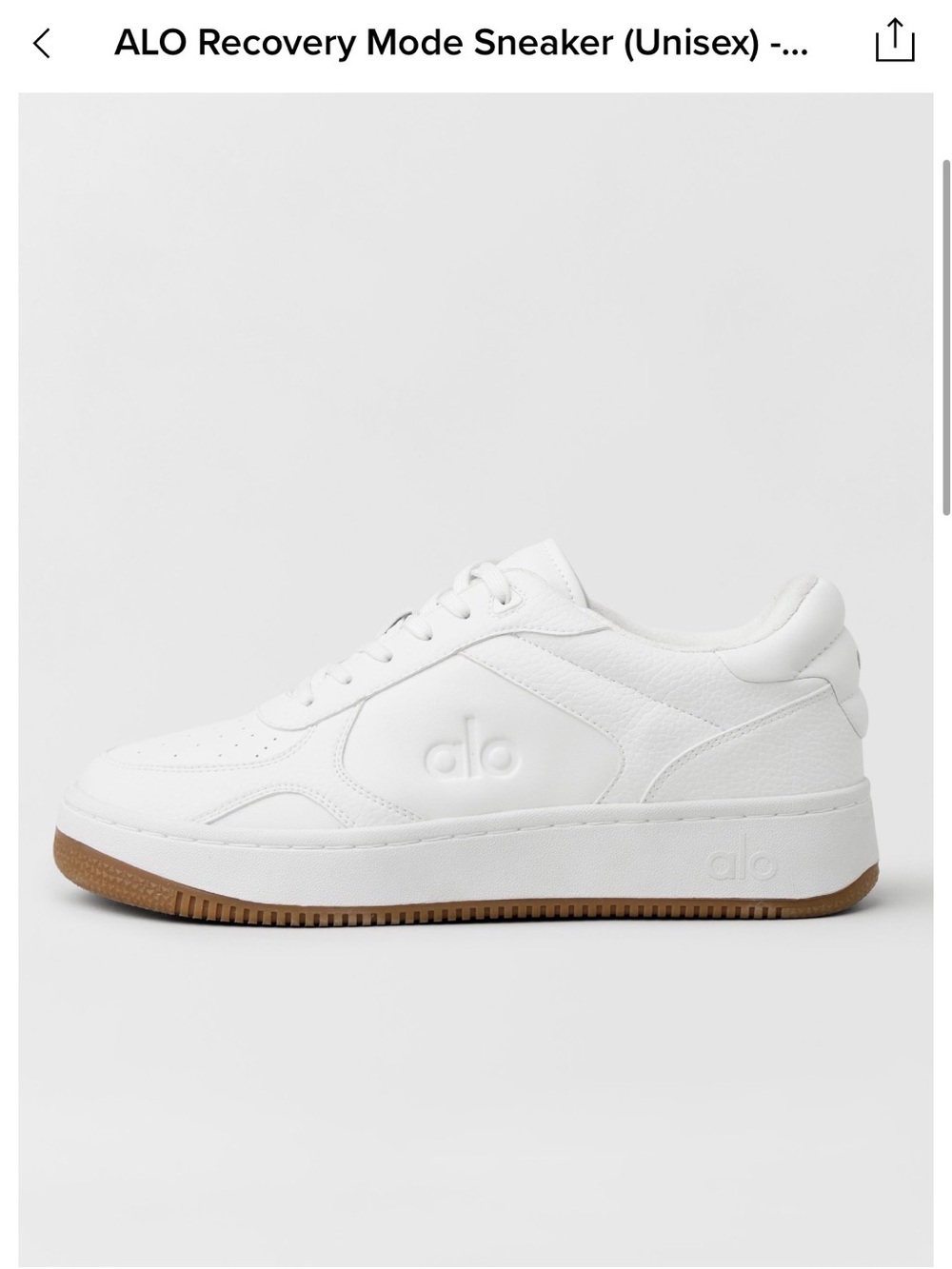 ALO Yoga White Leather Sneakers with Gum Outsole